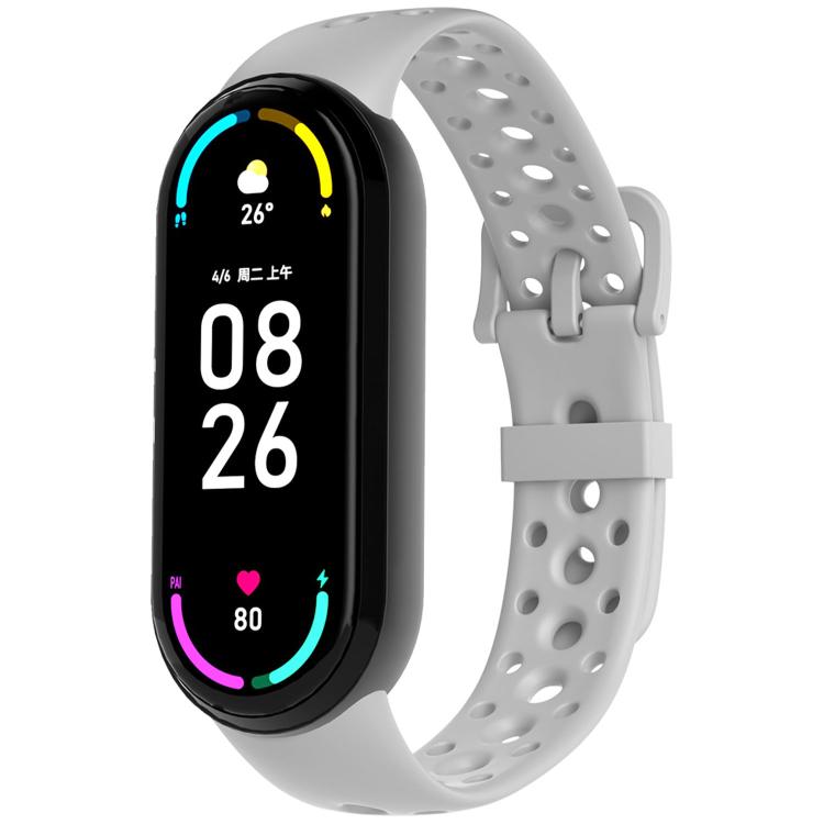 Matching Color Pin Buckle Round Holes Silicone Watch Band, For Xiaomi Smart Band 10 / 9 / 8