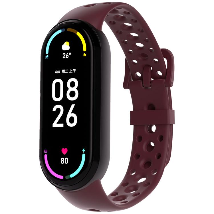 Matching Color Pin Buckle Round Holes Silicone Watch Band, For Xiaomi Smart Band 10 / 9 / 8