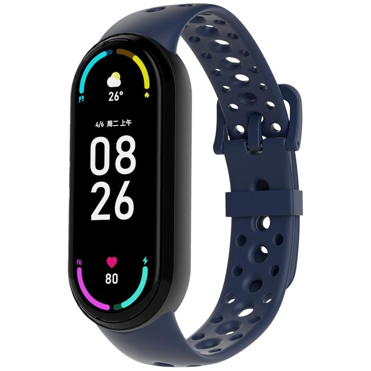 Matching Color Pin Buckle Round Holes Silicone Watch Band, For Xiaomi Smart Band 10 / 9 / 8