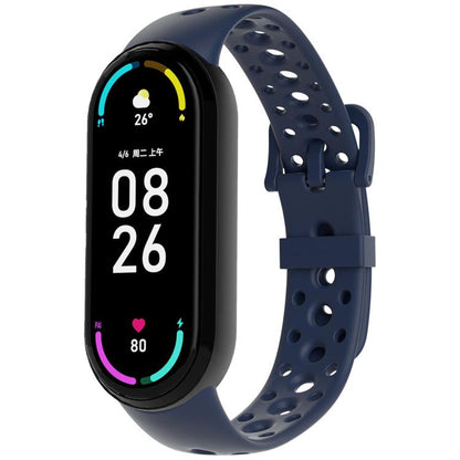 Matching Color Pin Buckle Round Holes Silicone Watch Band, For Xiaomi Smart Band 10 / 9 / 8