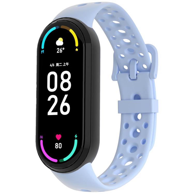 Matching Color Pin Buckle Round Holes Silicone Watch Band, For Xiaomi Smart Band 10 / 9 / 8