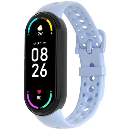 Matching Color Pin Buckle Round Holes Silicone Watch Band, For Xiaomi Smart Band 10 / 9 / 8