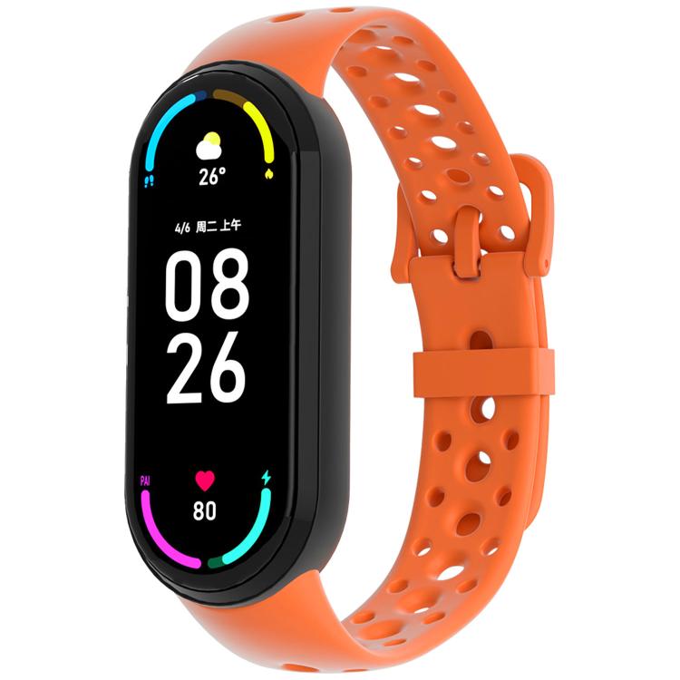 Matching Color Pin Buckle Round Holes Silicone Watch Band, For Xiaomi Smart Band 10 / 9 / 8