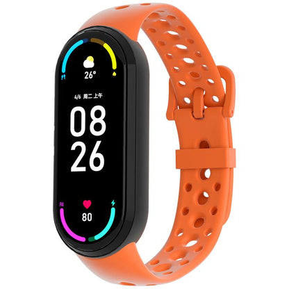 Matching Color Pin Buckle Round Holes Silicone Watch Band, For Xiaomi Smart Band 10 / 9 / 8