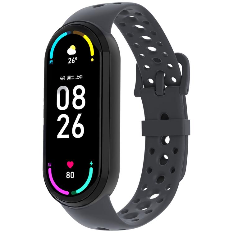 Matching Color Pin Buckle Round Holes Silicone Watch Band, For Xiaomi Smart Band 10 / 9 / 8