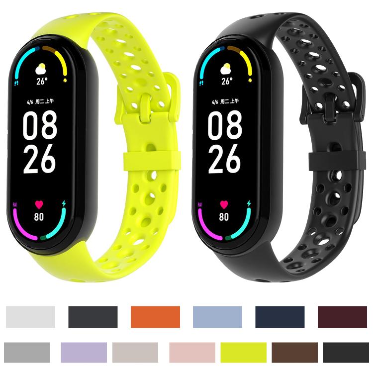Matching Color Pin Buckle Round Holes Silicone Watch Band, For Xiaomi Smart Band 10 / 9 / 8