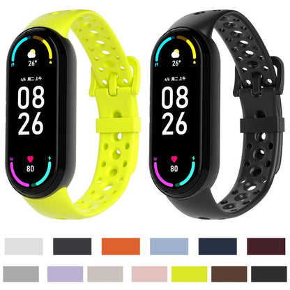 Matching Color Pin Buckle Round Holes Silicone Watch Band, For Xiaomi Smart Band 10 / 9 / 8