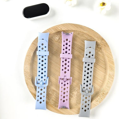 Matching Color Pin Buckle Round Holes Silicone Watch Band, For Xiaomi Smart Band 10 / 9 / 8