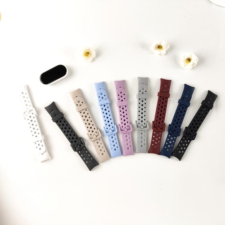 Matching Color Pin Buckle Round Holes Silicone Watch Band, For Xiaomi Smart Band 10 / 9 / 8