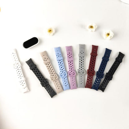 Matching Color Pin Buckle Round Holes Silicone Watch Band, For Xiaomi Smart Band 10 / 9 / 8