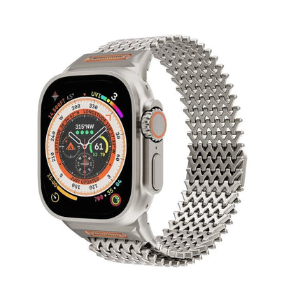 Long-skeleton W-Type Magnetic Stainless Steel Watch Band, For Apple Watch 46mm / 49mm / 45mm / 44mm
