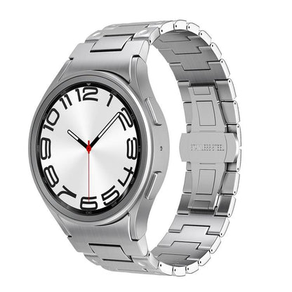 Push Button Mechanical Style Butterfly Clasp Metal Watch Band, For Samsung Galaxy Watch FE / 7 / 6 / 5 / 4