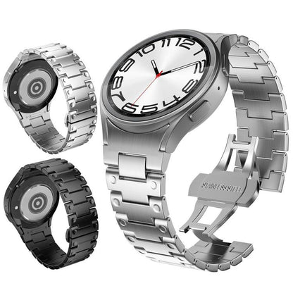 Push Button Mechanical Style Butterfly Clasp Metal Watch Band, For Samsung Galaxy Watch FE / 7 / 6 / 5 / 4