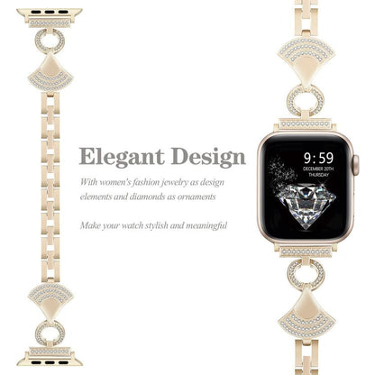Shell-Inlaid Diamond  Metal Watch Band, For Apple Watch 46mm / 49mm / 45mm / 44mm, For Apple Watch 42mm / 41mm / 40mm / 38mm