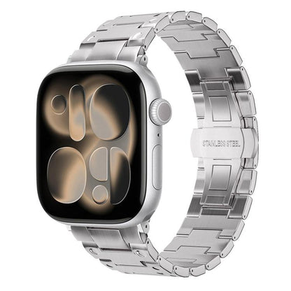 Mechanical-Style Butterfly Clasp Metal Watch Band, For Apple Watch 46mm / 49mm / 45mm / 44mm, For Apple Watch 42mm / 41mm / 40mm / 38mm