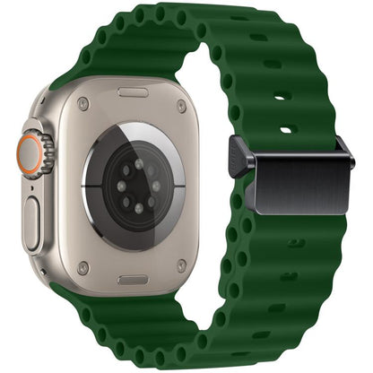 Refurbished Magnetic Buckle Ocean Silicone Watch Band, For Apple Watch 46mm / 49mm / 45mm / 44mm, For Apple Watch 42mm / 41mm / 40mm / 38mm