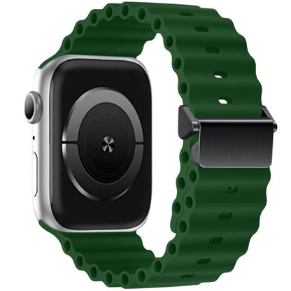 Refurbished Magnetic Buckle Ocean Silicone Watch Band, For Apple Watch 46mm / 49mm / 45mm / 44mm, For Apple Watch 42mm / 41mm / 40mm / 38mm