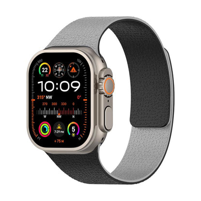 Color-blocking Litchi Texture Magnetic Silicone Watch Band, For Apple Watch 46mm / 49mm / 45mm / 44mm, For Apple Watch 42mm / 41mm / 40mm / 38mm