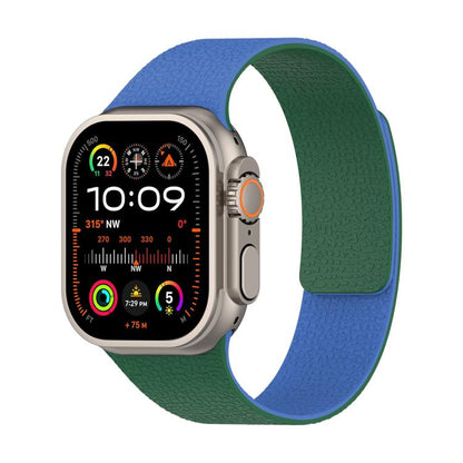 Color-blocking Litchi Texture Magnetic Silicone Watch Band, For Apple Watch 46mm / 49mm / 45mm / 44mm, For Apple Watch 42mm / 41mm / 40mm / 38mm