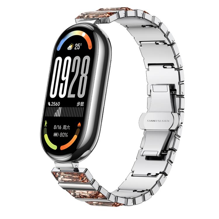Diamond Stainless Steel Metal Watch Band, For Xiaomi Smart Band 10 / 9 / 8