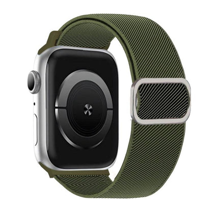 Diagonal Striped D-ring Buckle Nylon Elastic Watch Band, For Apple Watch 46mm / 49mm / 45mm / 44mm, For Apple Watch 42mm / 41mm / 40mm / 38mm