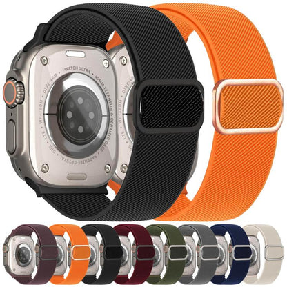 Diagonal Striped D-ring Buckle Nylon Elastic Watch Band, For Apple Watch 46mm / 49mm / 45mm / 44mm, For Apple Watch 42mm / 41mm / 40mm / 38mm