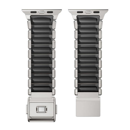 Magnetic Buckle Single-Bead Silicone Stainless Steel Watch Band, For Apple Watch 46mm / 49mm / 45mm / 44mm