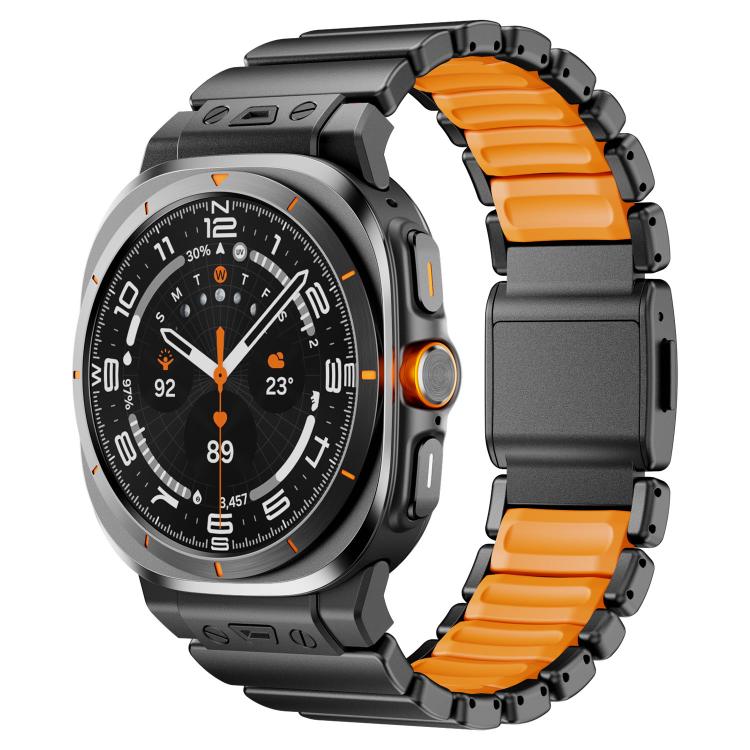 Magnetic Buckle Single-Bead Silicone Stainless Steel Watch Band, For Samsung Galaxy Watch Ultra 47mm / Ultra 2025
