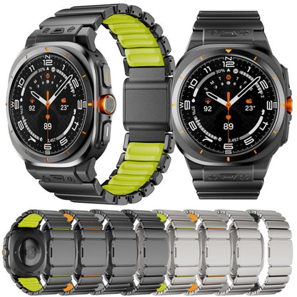 Magnetic Buckle Single-Bead Silicone Stainless Steel Watch Band, For Samsung Galaxy Watch Ultra 47mm / Ultra 2025