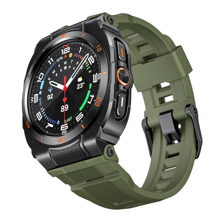 Vibrant Zinc Alloy Cover Integrated Silicone Watch Band, For Samsung Galaxy Watch Ultra / Ultra 2025