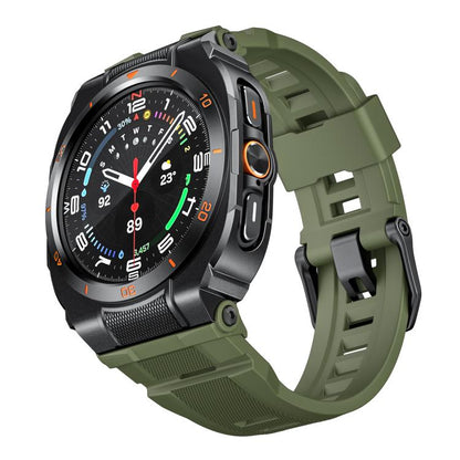 Vibrant Zinc Alloy Cover Integrated Silicone Watch Band, For Samsung Galaxy Watch Ultra / Ultra 2025