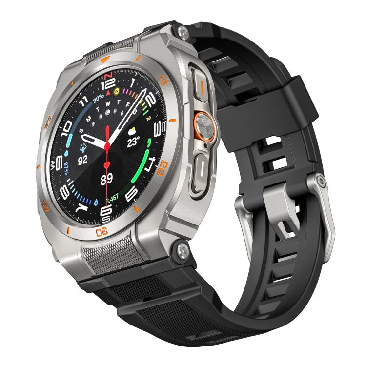 Vibrant Zinc Alloy Cover Integrated Silicone Watch Band, For Samsung Galaxy Watch Ultra / Ultra 2025