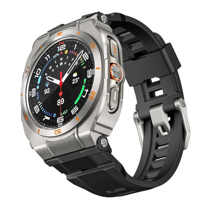 Vibrant Zinc Alloy Cover Integrated Silicone Watch Band, For Samsung Galaxy Watch Ultra / Ultra 2025