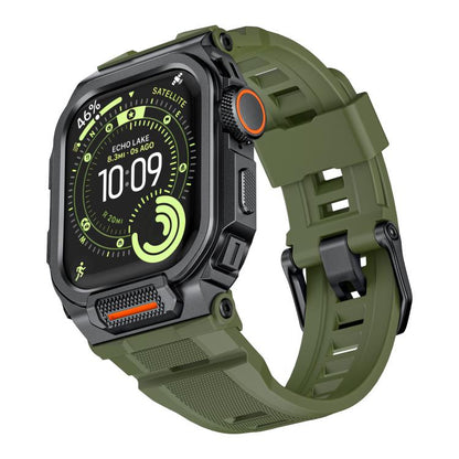 Vibrant Zinc Alloy Cover Integrated Silicone Watch Band, For Apple Watch Series 11 / 10 46mm