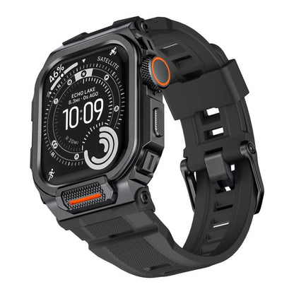 Vibrant Zinc Alloy Cover Integrated Silicone Watch Band, For Apple Watch Series 11 / 10 46mm
