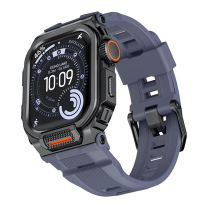 Vibrant Zinc Alloy Cover Integrated Silicone Watch Band, For Apple Watch Series 11 / 10 46mm