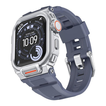 Vibrant Zinc Alloy Cover Integrated Silicone Watch Band, For Apple Watch Series 11 / 10 46mm