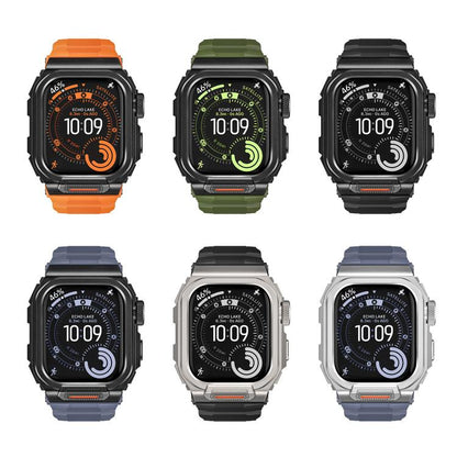 Vibrant Zinc Alloy Cover Integrated Silicone Watch Band, For Apple Watch Series 11 / 10 46mm
