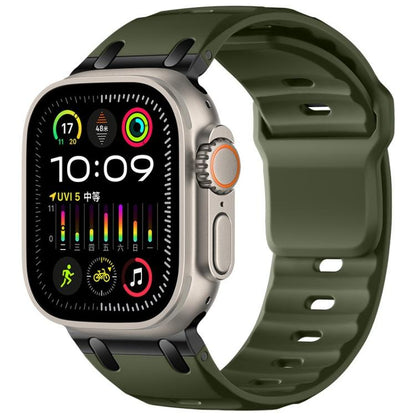Customised Step-Style Solid Colour Silicone Watch Band, For Apple Watch 49mm / 46mm / 45mm / 44mm