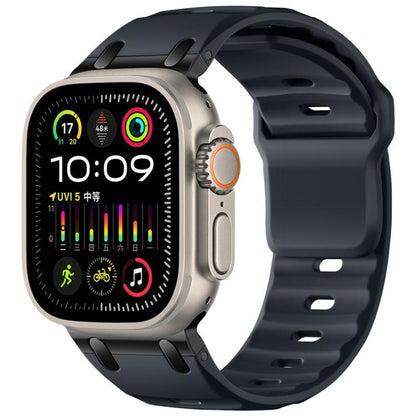 Customised Step-Style Solid Colour Silicone Watch Band, For Apple Watch 49mm / 46mm / 45mm / 44mm