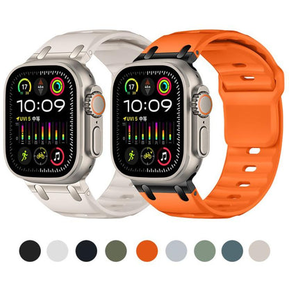 Customised Step-Style Solid Colour Silicone Watch Band, For Apple Watch 49mm / 46mm / 45mm / 44mm