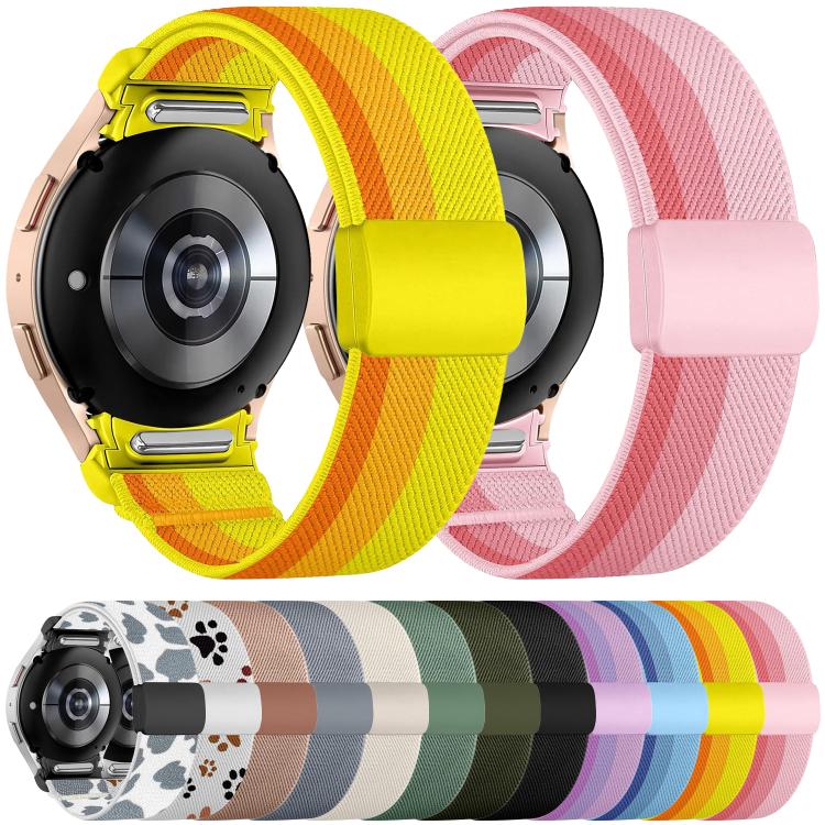 Press Button Twill Plastic Magnetic Buckle Nylon Watch Band, For Samsung Galaxy Watch FE / 7 / 6 / 5 / 4