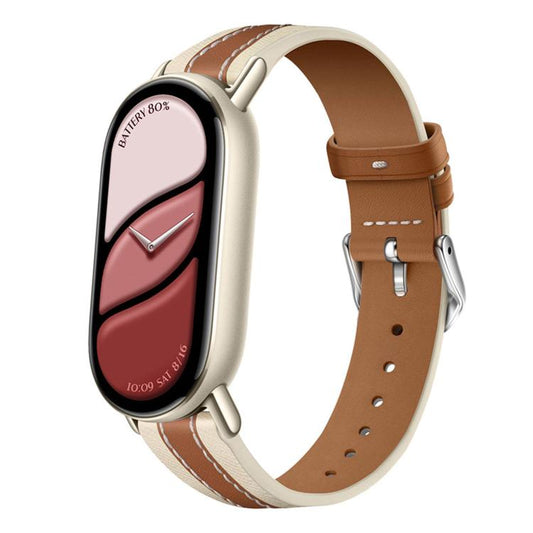 Composite Stitching Genuine Leather Watch Band, For Xiaomi Smart Band 10 / 9 / 8