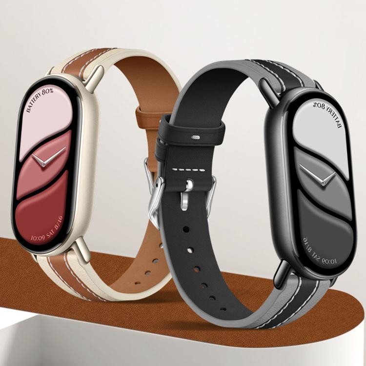 Composite Stitching Genuine Leather Watch Band, For Xiaomi Smart Band 10 / 9 / 8