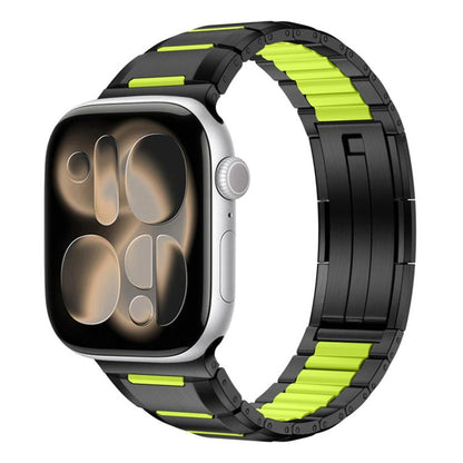 Multi-Faceted Rubber Inlaid Stainless Steel Watch Band, For Apple Watch 46mm / 49mm / 45mm / 44mm, For Apple Watch 42mm / 41mm / 40mm / 38mm