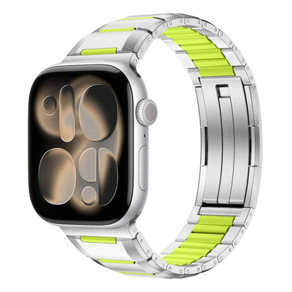 Multi-Faceted Rubber Inlaid Stainless Steel Watch Band, For Apple Watch 46mm / 49mm / 45mm / 44mm, For Apple Watch 42mm / 41mm / 40mm / 38mm