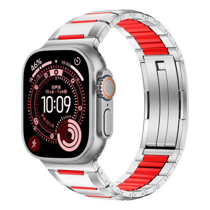 Multi-Faceted Rubber Inlaid Stainless Steel Watch Band, For Apple Watch 46mm / 49mm / 45mm / 44mm, For Apple Watch 42mm / 41mm / 40mm / 38mm