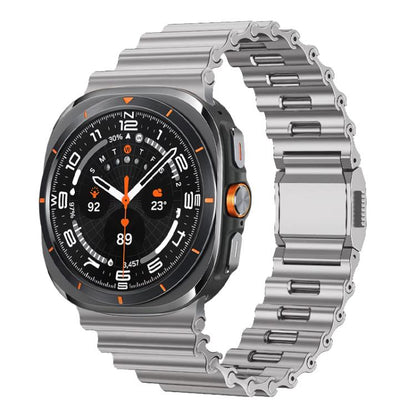 Ocean Wave Texture Magnetic Clasp Stainless Steel Watch Band, For Samsung Galaxy Watch Ultra 2025 / Ultra 47mm