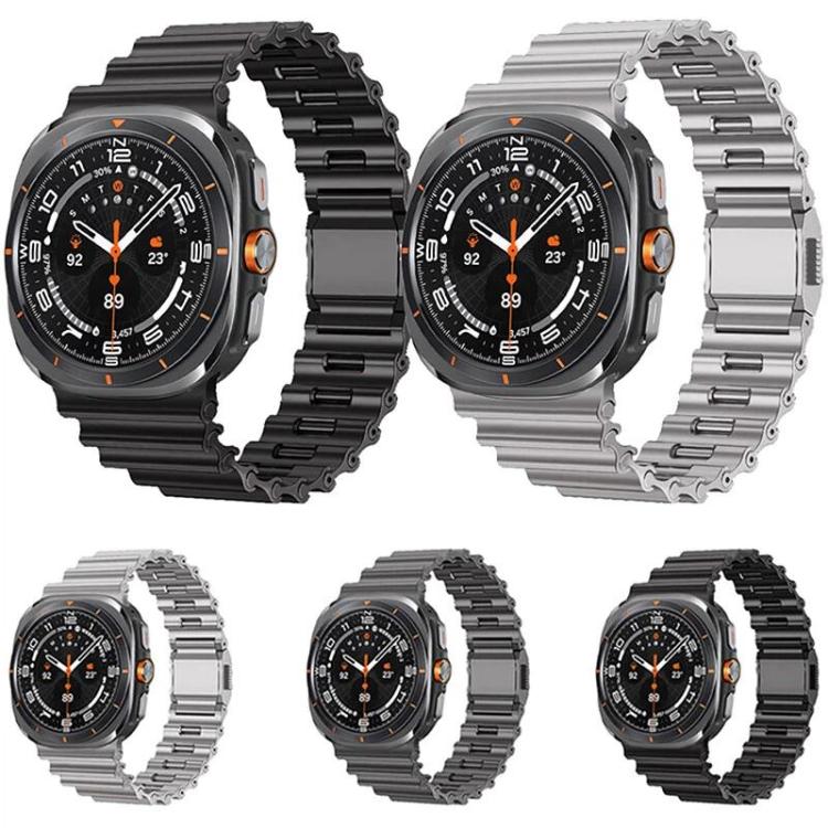 Ocean Wave Texture Magnetic Clasp Stainless Steel Watch Band, For Samsung Galaxy Watch Ultra 2025 / Ultra 47mm