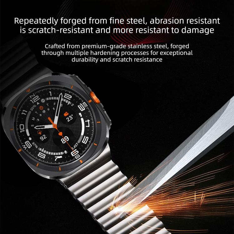 Ocean Wave Texture Magnetic Clasp Stainless Steel Watch Band, For Samsung Galaxy Watch Ultra 2025 / Ultra 47mm